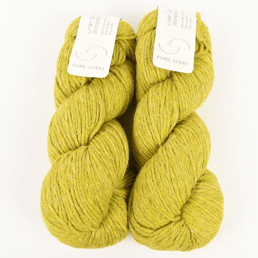 Purl Soho Linen Quill Worsted Yarn 2 Skeins Wool Alpaca Linen Golden Green